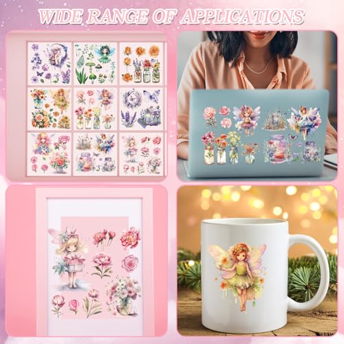 Wxiben 12 Pcs Fairy Flower Rub on Transfers for Crafts and Furniture - style: Fairy