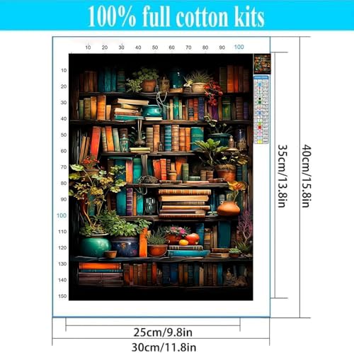 Tiwabb 4 Pack Book Flower Stamped Cross Stitch Kits for Adults Beginners - color: 4 Pack Book Cross Stitch 12x16in