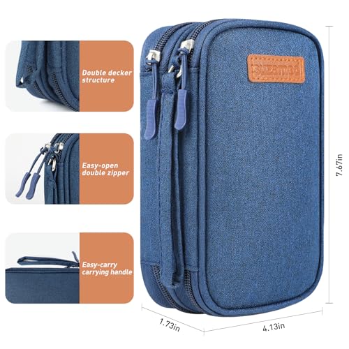 suzamed Double Layer Insulin Cooler Travel Case, Expandable Space, Blue - color: Blue