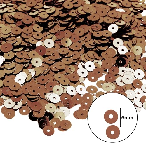 Mandala Crafts 6mm Flat Round Brown Sequins for Sewing Embroidery - color: Brown, size: 6mm Flat Sequins