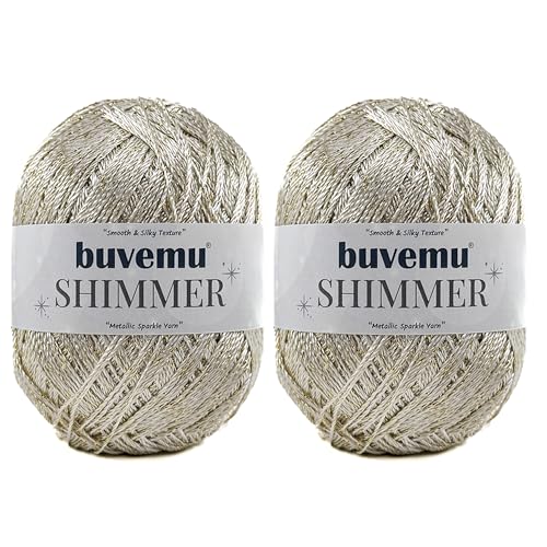Shimmer Metallic Thread for Crochet, Lace, Light Gold, Gold Glitter, 2-Pack - color: Light Gold, Gold Glitter, size: 2 Pack