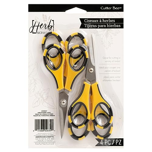 American Crafts Cutter Bee Herb Scissors 4/Pkg-Yellow/Black - style: 4 Pack