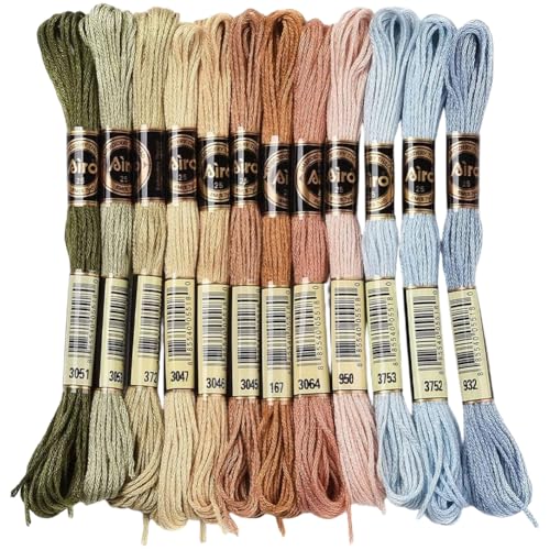 24 Skeins 210 Yards Variegated Cross Stitch Floss Polyester Embroidery Thread Friendship Bracelet String 6 Strand Yarn Threads Bulk for Jewelry Making Bracelet Knitting Stitching DIY Crafts - color: Dark Color
