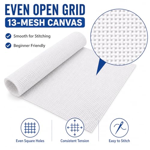 Needlepoint Canvas, 20" X 18", 13-mesh White Needlepoint Canvas Embroidery Blank White Cotton - color: White 13-mesh