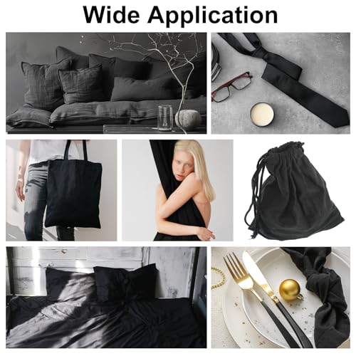 100% Black Cotton Fabric 5 Yards 59 Inches Wide Cotton Quilting Fabric by The Yard, Soft Embroidery Muslin Fabrics for Sewing Material Apparel Cloth - color: Black, size: 5 Yards