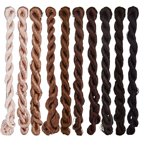 Natural Silk Thread – 10 Coffee Tones, 110m Each, Handmade Silk Embroidery Floss for Hand Embroidery, Cross-Stitch, and Fine Needlework Projects（06） - color: 06