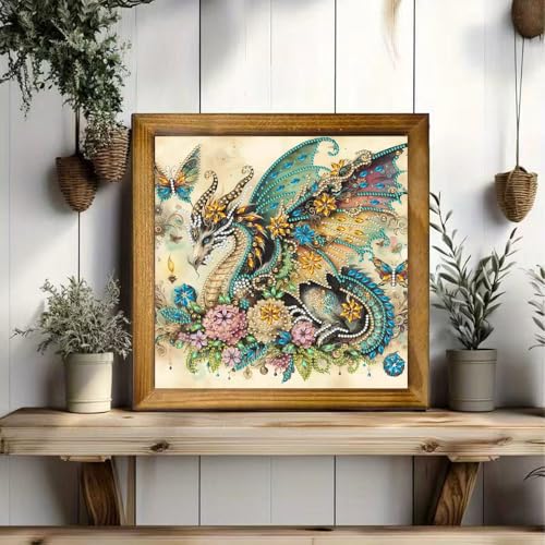 ZQEATRY Dragon Special Shape Diamond Art Kits for Adults,5D Diamond Painting Kits for Beginner,DIY Diamond Crystal Rhinestones Gem Art Kits for Home Wall Decor 11.8 X 11.8inch - color: XJ118
