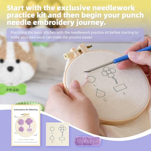 Punch Needle kit-4,Embroidery kit for Beginners,Punch Needle Kits Adults Beginner,Punch Needle kit for Beginners, Includes All Tools and Materials,Easy to Follow Instructions and Videos-Cats and Dogs - color: Cats and Dogs