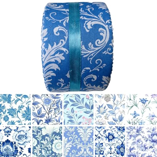 40P Cotton Jelly Roll Fabric Strips for Quilting and Sewing,Blue Floral - color: Blue Floral