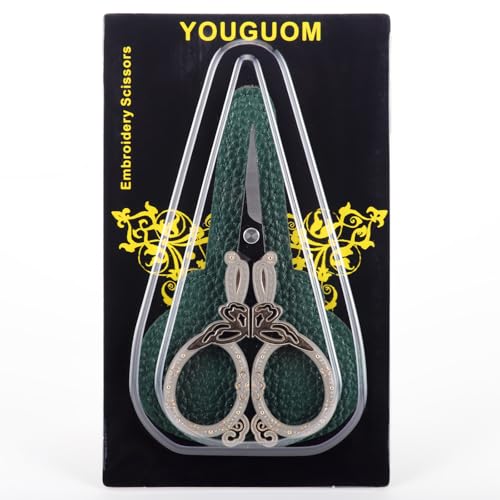 YOUGUOM Sharp Embroidery Scissors, Sewing Shears with Cover - color: Light Grey