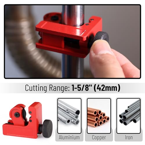 Bates- PVC Pipe Cutter, Cuts up to 1-1/4" Inch, Mini Tube Cutter 1/8" to 7/8", Ratchet Pipe Cutter, PEX Cutting Tool for Cutting PEX, PVC, PPR Plastic Hoses and Plumbing Pipes - color: Orange + Tube Cutter +Ptfe Seal Tapes