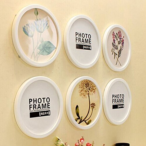 Levoberg Round Photo Frame Wooden Wall Mounted Stylish Picture Frame Home Decor White 10 inch - color: White, size: 10 inch