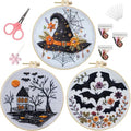 LB Black and White Halloween Embroidery Kit for Beginner Adults - color: Orange Black