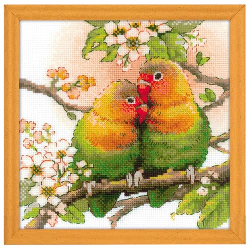RIOLIS 1780 Lovebirds Counted Cross Stitch Kit 7.75 x 7.75 in - style: Lovebirds 1780