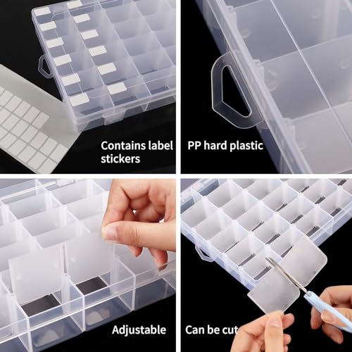 Bead Organizer Storage 2 Pack 36 Grid Jewelry Tackle Craft Box Adjustable - color: 2 Pack
