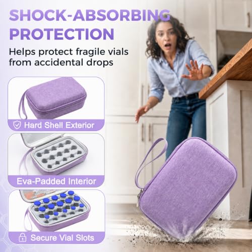 Peptide Case for Fridge Travel with 1* Reusable Ice Pack - color: Purple+Grey- 5×3ml+10×(5ml/10ml)