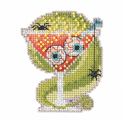 Eyeball Martini Beaded Counted Cross Stitch Ornament Kit Mill Hill 2022 Autumn Harvest MH182223 multi
