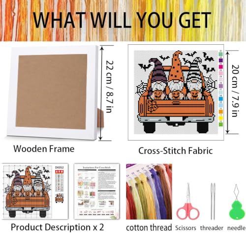 Gnome Cross Stitch Kits, Cross Stitch Kits for Adults Beginner with Framed - color: cross stitch Framed-5