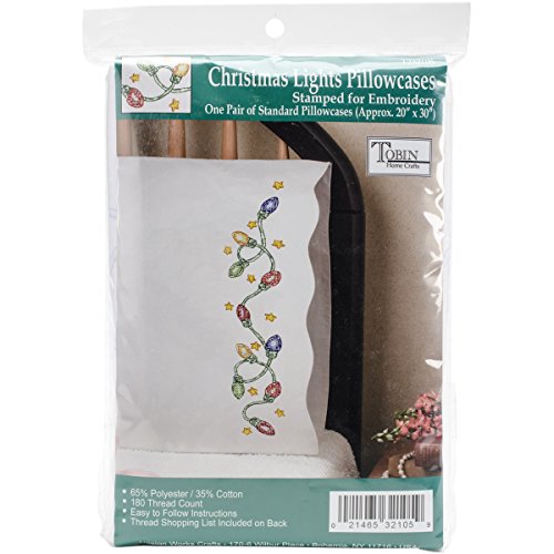 Design Works Crafts Christmas Lights Pillowcases for Embroidery