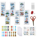 FREEBLOSS 6 Set Cross Stitch Bookmark Kit Stamped Cross Stitch Kit Ocean View Theme Embroidery Set with Instruction for Adults 8''*2.4'' - style: Gulf Coast
