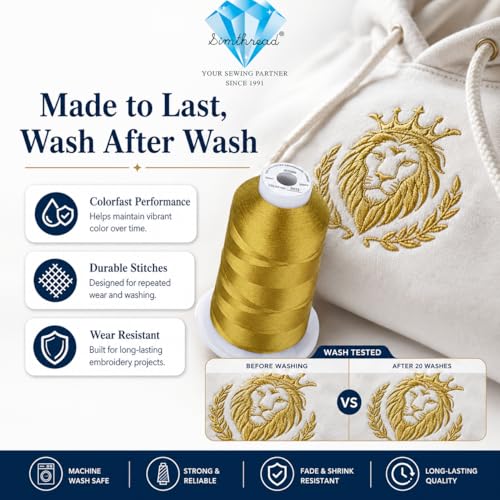 Simthread 5000M 40WT Polyester Embroidery Thread, S033 - color: GoldenGreenS033
