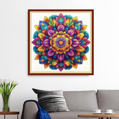 Funxvoot Stamped Cross Stitch Kits for Beginners or Adults Embroidery Starter Patterns | DIY Printed Cross Stitch Kits Needlepoint for Adults 11CT-Magic Mandala 18x18 inch - color: color09