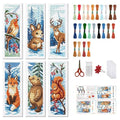 FREEBLOSS 6 Set 11CT Cross Stitch Bookmark Kits 8"x2.4" Winter Animals - style: Winter Animals