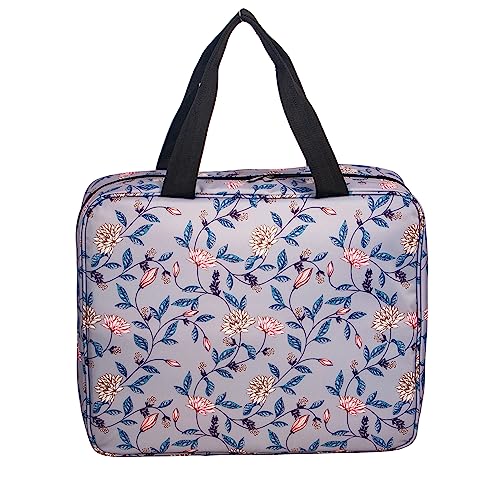 Portable Square Cross Stitch Starter Kits Bag Embroidery Project Bag Embroidery Tool Storage Tote Bag with Multifunctional Pockets, Bag Only (Flower Pattern) - color: Flower Pattern