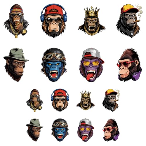 ANATTASOUL Orangutan with Crown 16PCS Heat Transfers Ready to Press - style: Orangutan with Crown