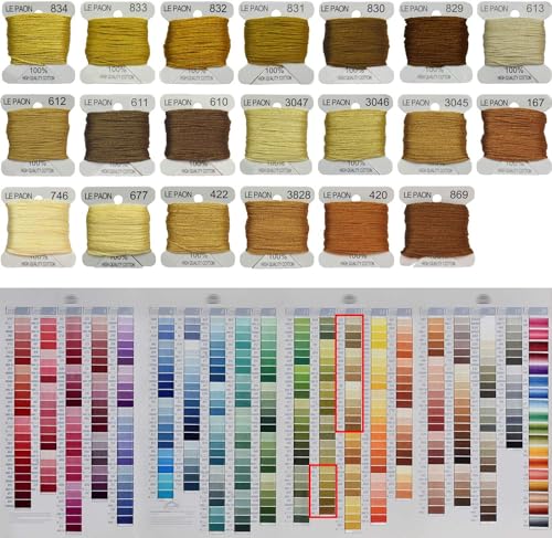 20Bobbins 20 Colors Embroidery Floss bobbins - Cross Stitch Threads - Friendship Bracelets Floss - Crafts Floss-Gold Gradient - color: 834-869
