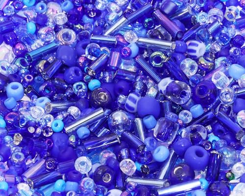 Mixed Craft Beads 1000Pcs/20g Glass Seed Tube Bead Bugle Bead 1.5-4.5mm Small Loose Spacer Beads for DIY Bracelets Necklace Earring Jewelry Making (Royal Blue) - color: Royal Blue