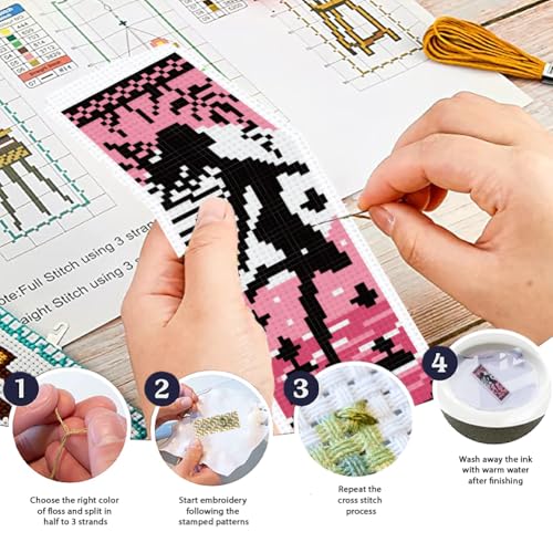 ORIGACH 6 Set Fairy Silhouette Cross Stitch Bookmark Kit for Beginner - style: Fairy Silhouette