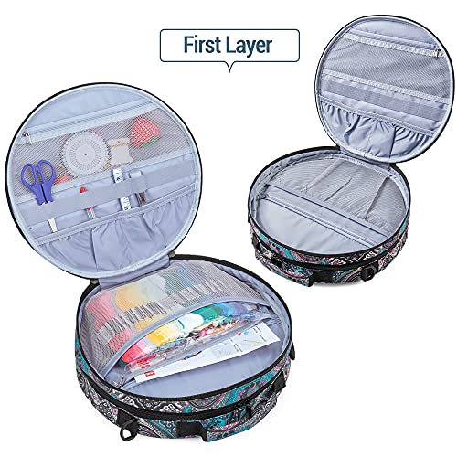 LoDrid Embroidery Bag, Double-Layer Embroidery Project Storage Bag, Totem