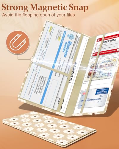 Slohif Car Registration and Insurance Holder with 2 Car Coasters, Elegant - color: Beige Daisy