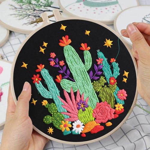 Louise Maelys Cactus Embroidery Kit, Cross Stitch Kit for Beginner Adults - color: Kit-4