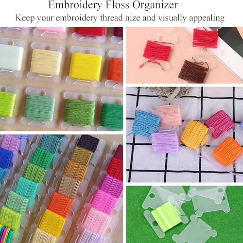150Pcs Plastic Embroidery Floss Bobbins，Red Cross Stitch Bobbins, Plastic Thread Organizer Cards for Embroidery Floss Storage, SATONBEYI - color: Red