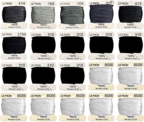 Embroidery Floss bobbins - Cross Stitch Threads - Friendship Bracelets Floss - Crafts Floss - 20 Bobbins Per Pack Embroidery Floss, Beaver Gray Gradient - color: 414-B5200
