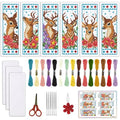 ORIGACH 6 Set Deer & Flower Cross Stitch Bookmark Kit for Beginner - style: Deer & Flower