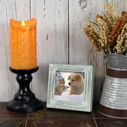 CVHOMEDECO. 4x4 Picture Frame Made of Solid Wood High Definition Glass Rustic Vintage Designs Small Photo Frame for Tabletop Display and Wall Mounting, Distress Grey - color: Distress Grey A, size: 4" X 4"