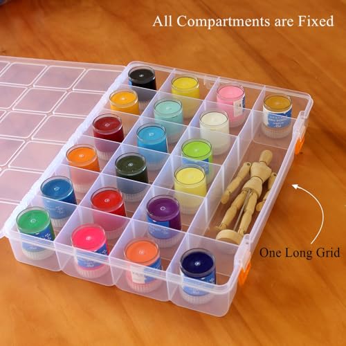 2 Pack Fixed 21 Grids Large Clear Plastic Storage Box, Transparent Organizer Container Case for Small Parts, Bead, Button, Jewelry, Diamond, Craft Supplies,Sewing Kit, DIY Accessories - size: L