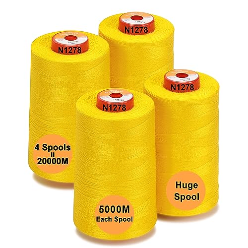 New brothread 4 Large Cones All Purpose Polyester Thread -Lemon - color: 4xLemon