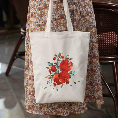 Canvas Tote Bag Embroidery Kit, Embroidery Kits for Beginners, Arts and DIY Crafts Embroidery Starter kit, Include Stamped Embroidery Bag, Threads, Embroidery Tools (Beige Bag with Pomegranate) - color: Beige Bag with Pomegranate