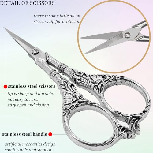 BIHRTC 4.5Inch Needlepoint Scissors Sharp Embroidery Scissor with Cover Tassel Stainless Steel Precision Shears Crochet Cross Shears for Beading Sewing Machine DIY Artwork Knitting - size: 4.5inch, style: Style 1381