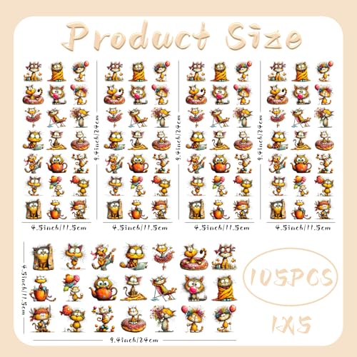 UV DTF Stickers 105 Pcs Whimsical Cat UV DTF Cup Wrap for Glass - style: Whimsical Funny Cat