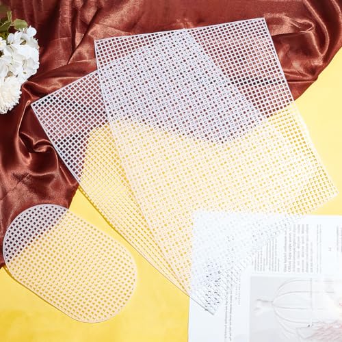 WADORN 2 Sets Clear Mesh Plastic Canvas Sheets for Embroidery, Blank Needlepoint Canvas Sheets for Crochet Bucket Bag Making Acrylic Yarn Knit Crochet Projects DIY Handmade Bag Weaving Kit, White - color: White