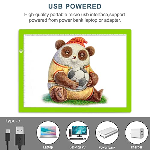 A3 Copy Light Board Tracing Box, Ultra-Thin Adjustable Drawing Tablet USB Power Artcraft LED Tracer Light Pad for Diamond Art Painting Accessories, Sketching, Animation, Quilting, Stenciling (Green) - color: GREEN, size: 11.7 x 16.5 inches