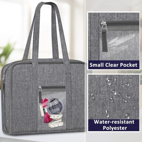 FINPAC Sewing and Craft Supplies Storage Tote Bag with Clear Pockets - color: Gray
