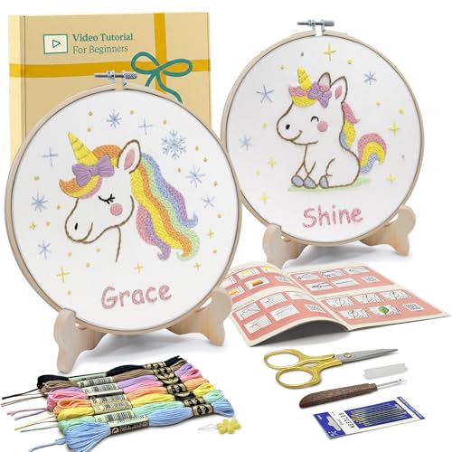 Bradove Unicorns Embroidery Kit for Beginners with Patterns - color: Unicorn