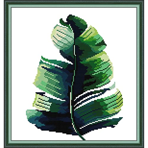 Svarog Stamped Cross Stitch Kits Beginners Full Range of Embroidery Patterns Starter Kits for Adult or Kids DIY Cross Stitches Needlepoint Kits 14CT-Green Plant（1） 12.2x12.6 inch - color: Green plant（1） 12.2x12.6 inch