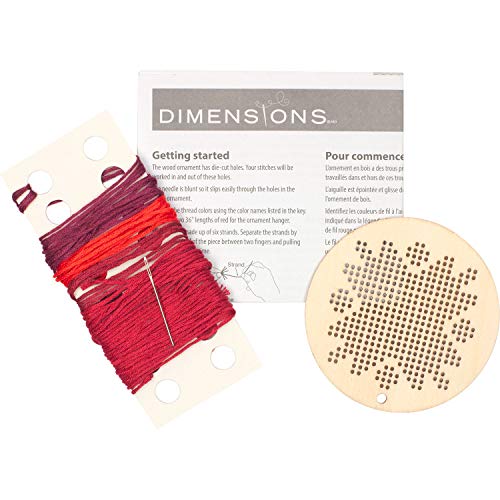 Dimensions Counted Cross Stitch, Nordic Snowflake Wooden Christmas Ornament Craft Kit, 1 Pc